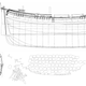 A graphic showing the ship's probably construction and the wreck's distribution on the seafloor.